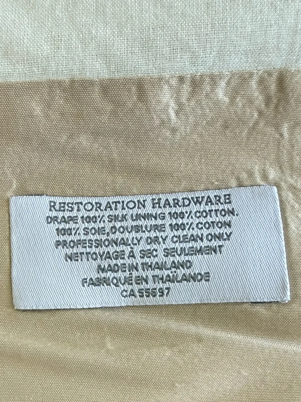 Restoration Hardware Neutral Gold Silk Curtain two Panels excellent condition